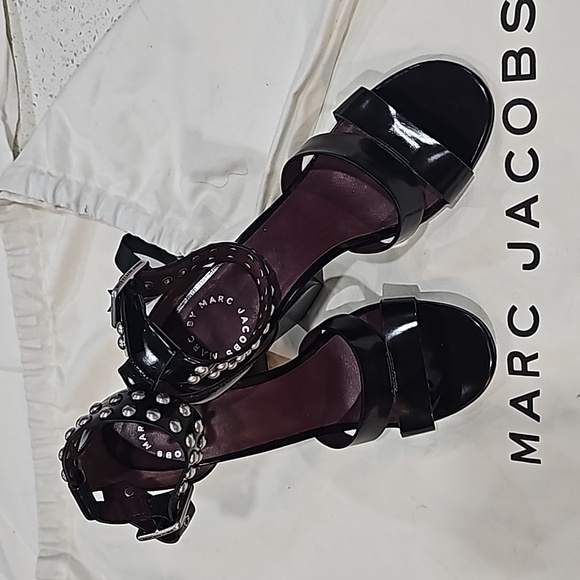 MARC JACOBS JAMIE STUDDED STRAP BLACK HEELS - Picture 2 of 8